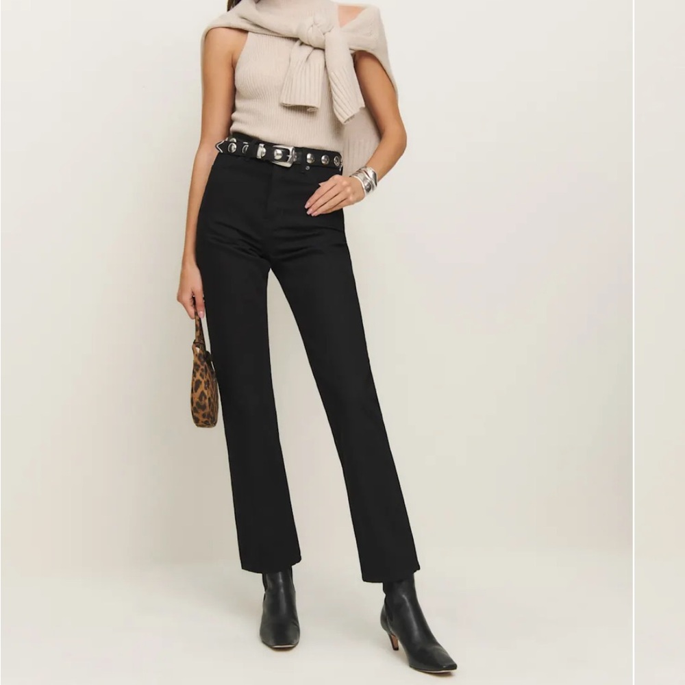 Reformation Cynthia Jeans: High-Rise Black Straight Leg